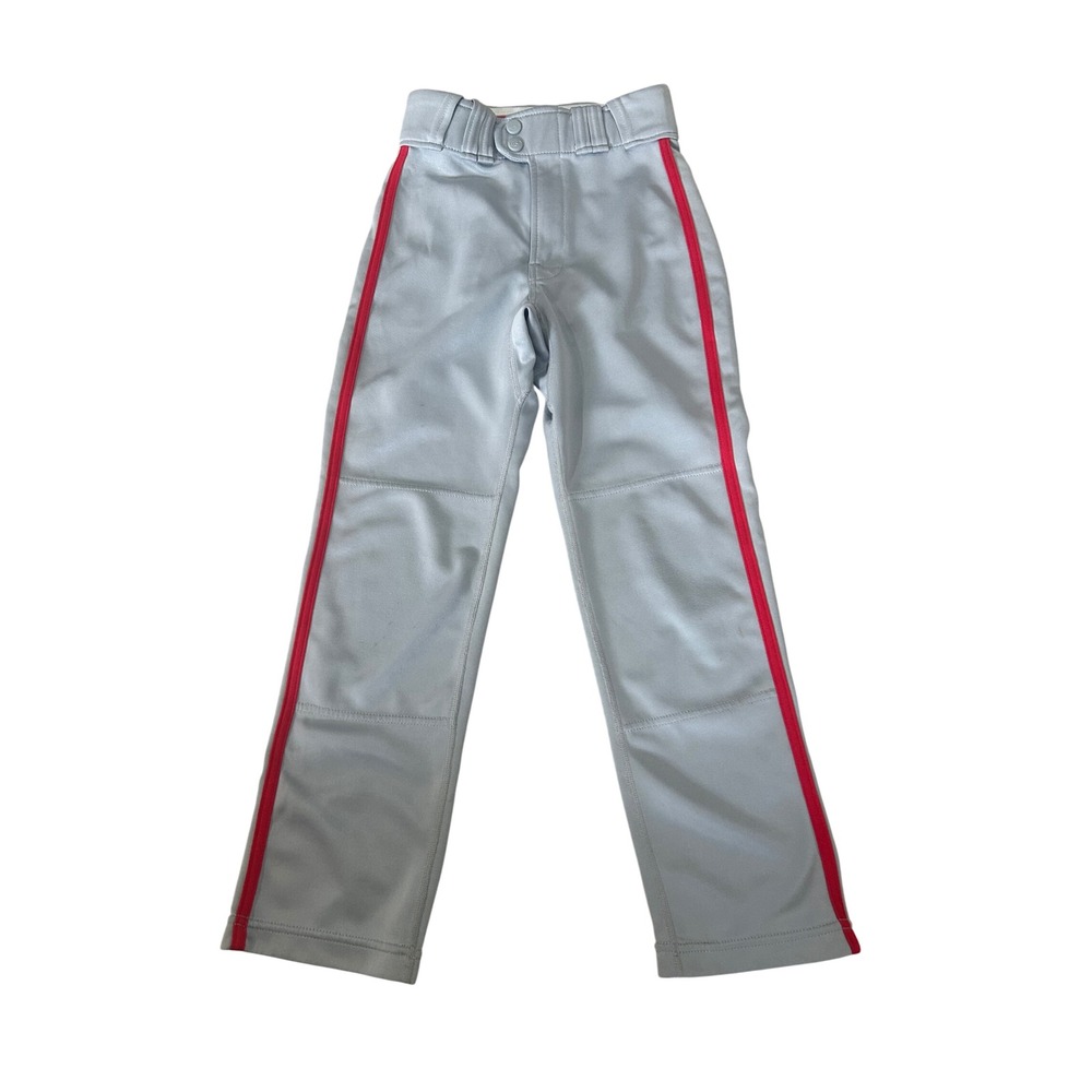 Rawlings Grey Boys Baseball Pants Youth Small Red Stripe ACAYPRO150B
